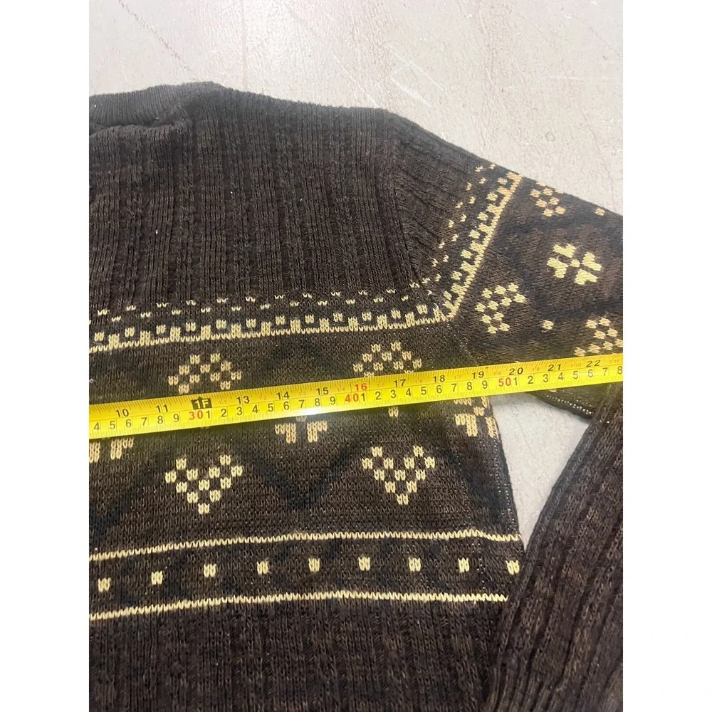 Vintage Flatiron‎ Mills Sweater Mens Medium Brown Geometric Tight Knit Warm Wear